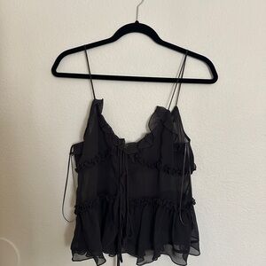 Zara Black Sheer Ruffled Camisole